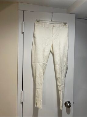 Banana Republic Ivory Textured Ankle Pants